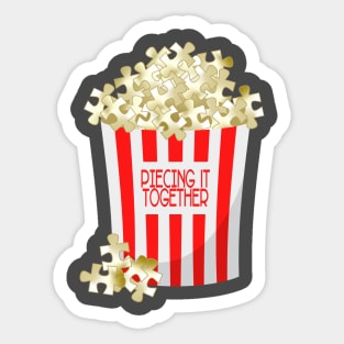 Popcorn & Puzzle Pieces (Front Facing) Sticker